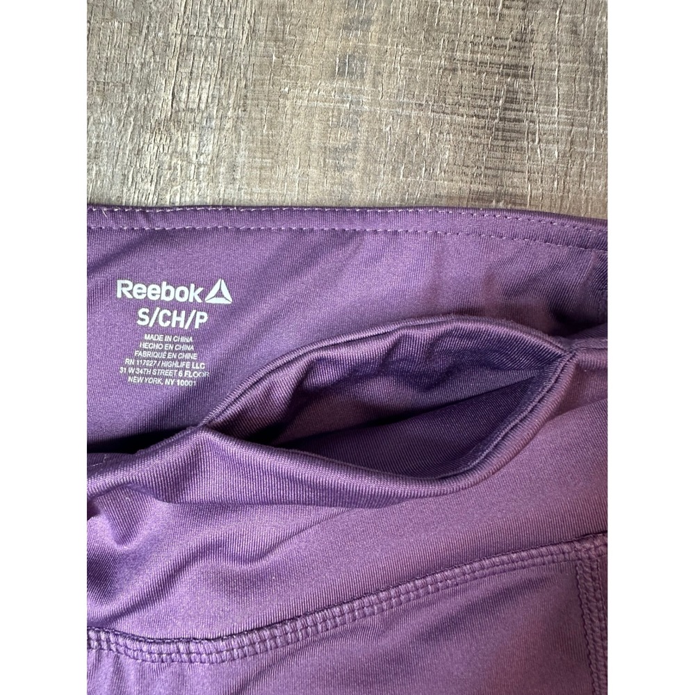 Reebok Womens Purple Mesh Panel Performance Leggings Small Activewear Athleisure - Picture 8 of 10